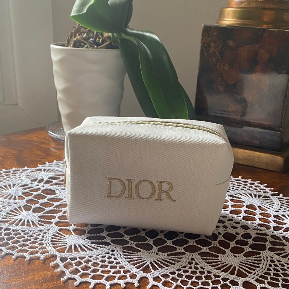 Dior Cream and Gold Makeup Pouch